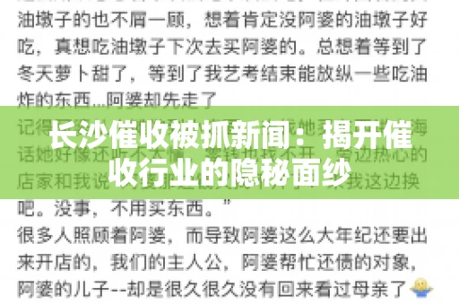 长沙催收被抓新闻：揭开催收行业的隐秘面纱