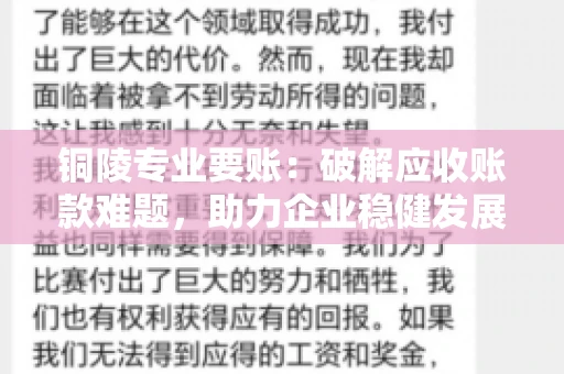 铜陵专业要账：破解应收账款难题，助力企业稳健发展
